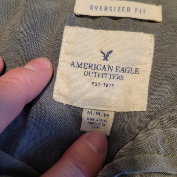 AE Green Buttonup with Floral Embroidery on Back, Women's Size M - Picture 3 of 5